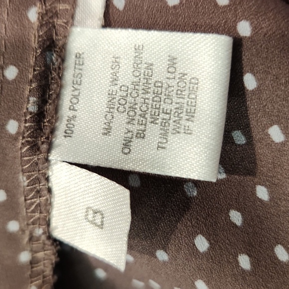 Loft Polka Dot Brown Lightweight Tie Front Top - Picture 5 of 5